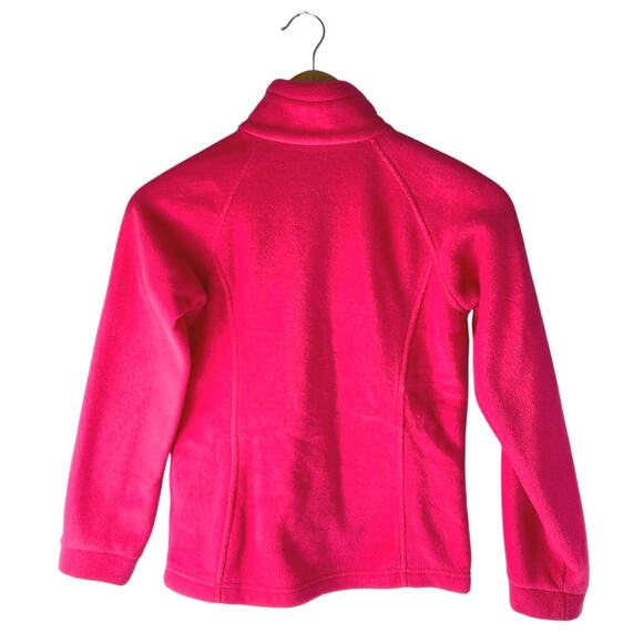 Columbia Kids Girls Pink Full Zip Long Sleeve Fleece Bomber Coat Jacket Size M - Picture 2 of 5